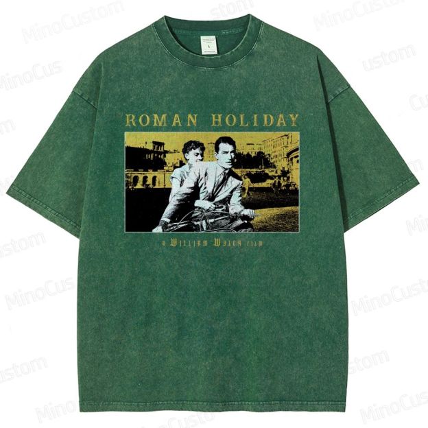 Roman Holiday Scene and Title Graphic Washed Vintage T - Shirt