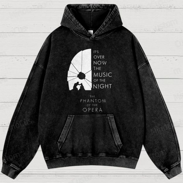 The Phantom of the Opera Quote and Silhouette Graphic Washed Vintage Hoodie