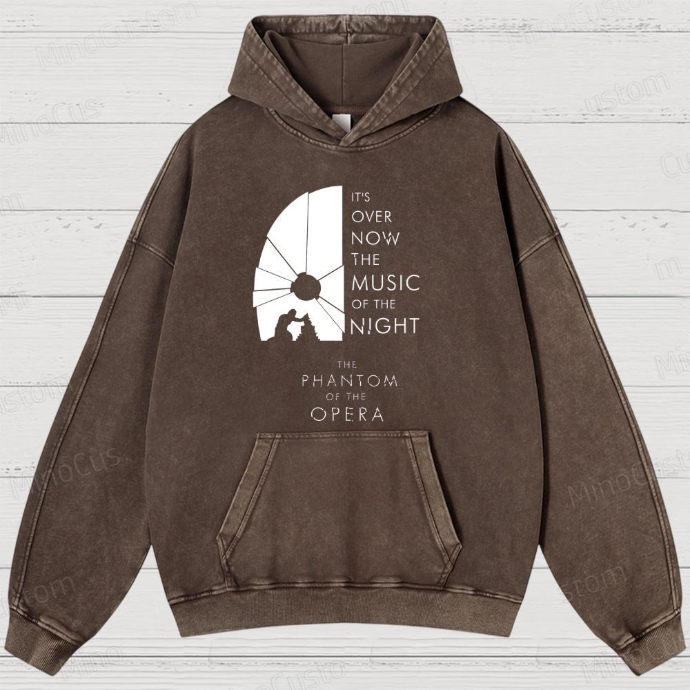 The Phantom of the Opera Quote and Silhouette Graphic Washed Vintage Hoodie