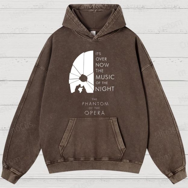 The Phantom of the Opera Quote and Silhouette Graphic Washed Vintage Hoodie