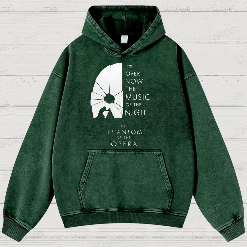 The Phantom of the Opera Quote and Silhouette Graphic Washed Vintage Hoodie