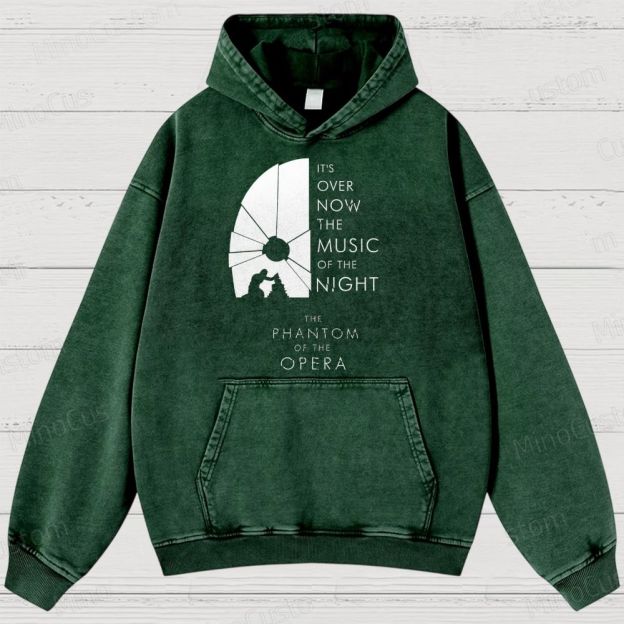 The Phantom of the Opera Quote and Silhouette Graphic Washed Vintage Hoodie