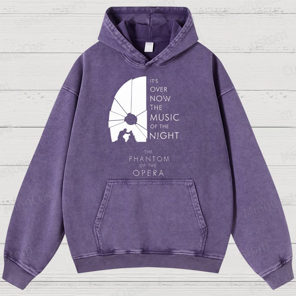 The Phantom of the Opera Quote and Silhouette Graphic Washed Vintage Hoodie