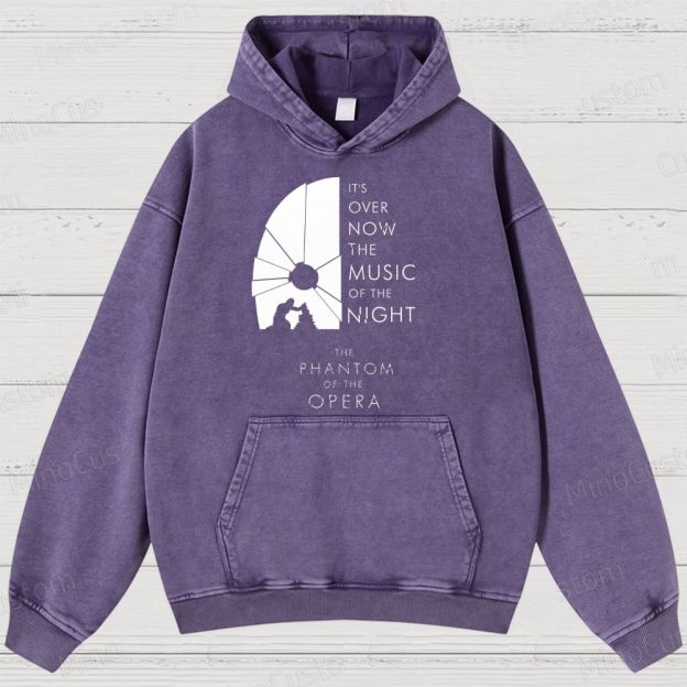 The Phantom of the Opera Quote and Silhouette Graphic Washed Vintage Hoodie