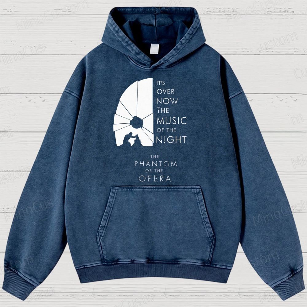 The Phantom of the Opera Quote and Silhouette Graphic Washed Vintage Hoodie