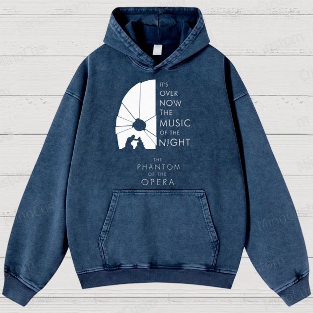 The Phantom of the Opera Quote and Silhouette Graphic Washed Vintage Hoodie