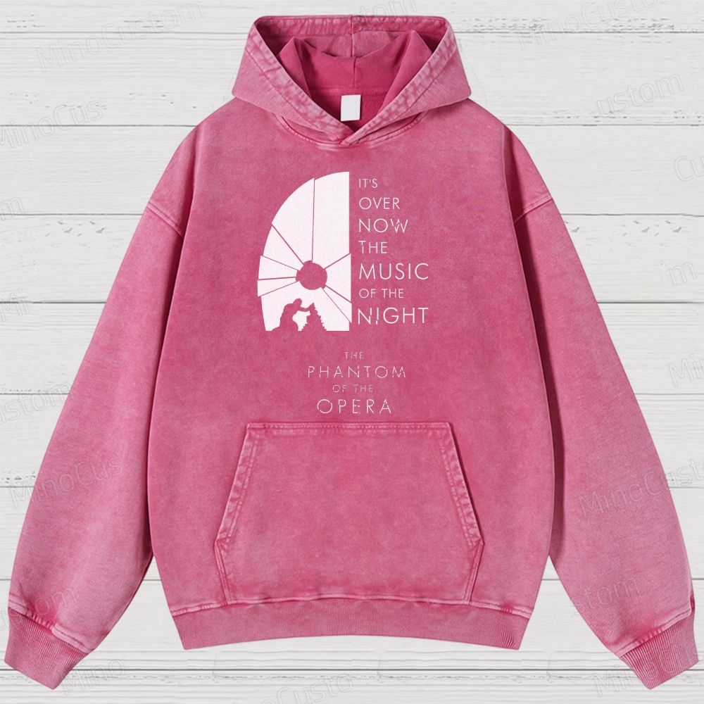 The Phantom of the Opera Quote and Silhouette Graphic Washed Vintage Hoodie