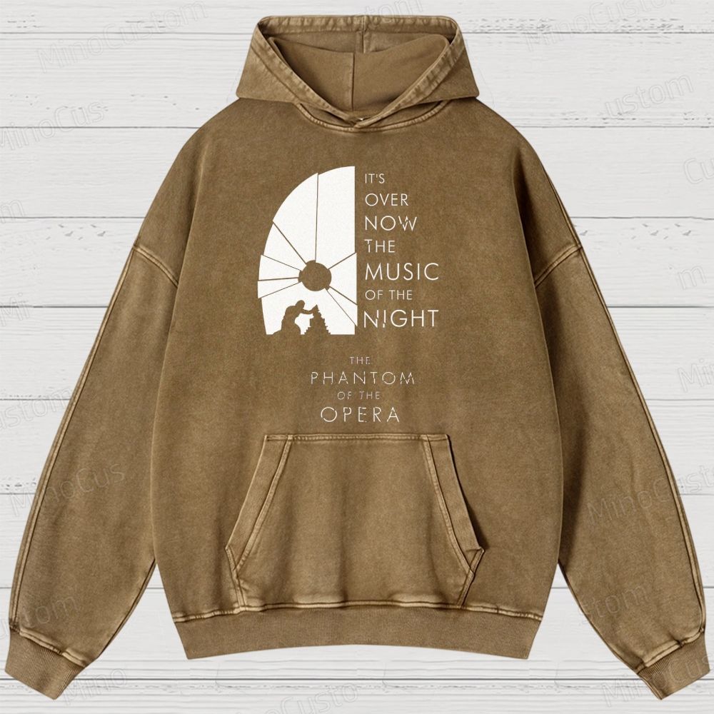 The Phantom of the Opera Quote and Silhouette Graphic Washed Vintage Hoodie