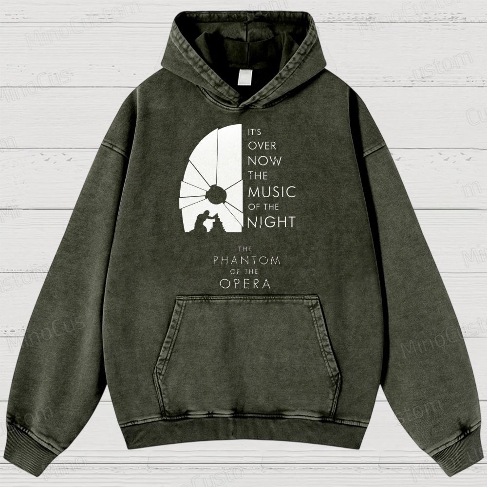 The Phantom of the Opera Quote and Silhouette Graphic Washed Vintage Hoodie