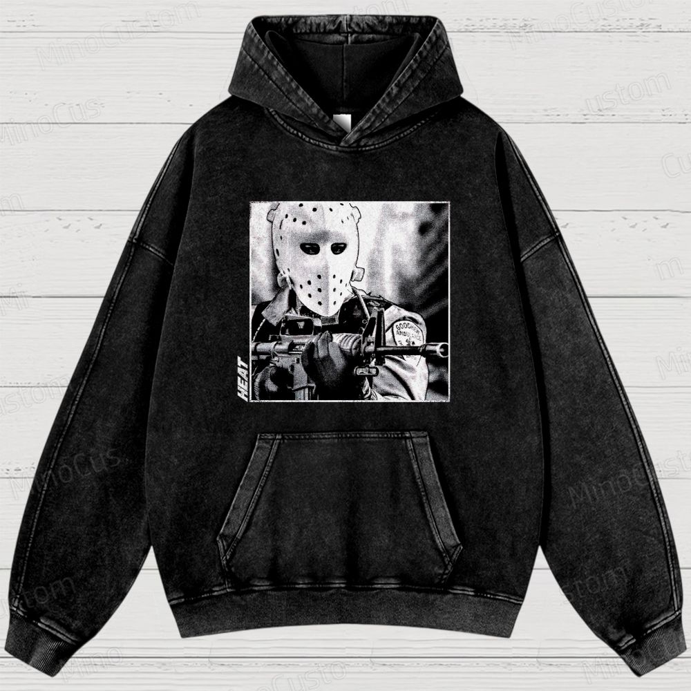 Heat Character Parody (Hockey Mask) Graphic Washed Vintage Hoodie