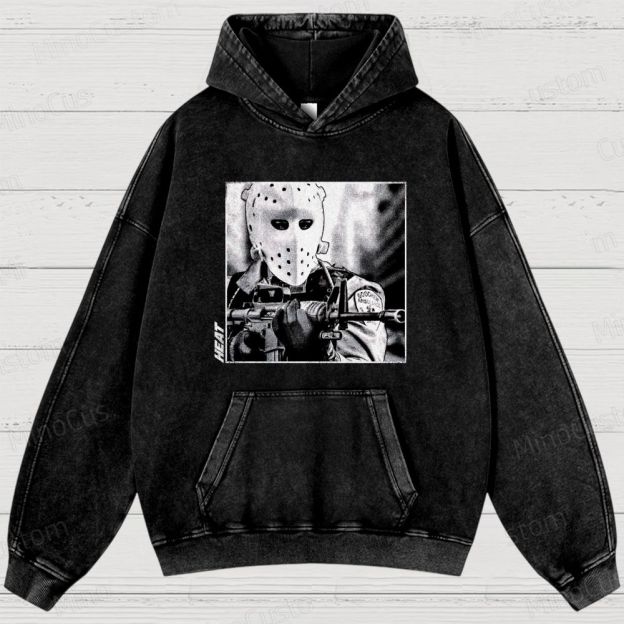 Heat Character Parody (Hockey Mask) Graphic Washed Vintage Hoodie