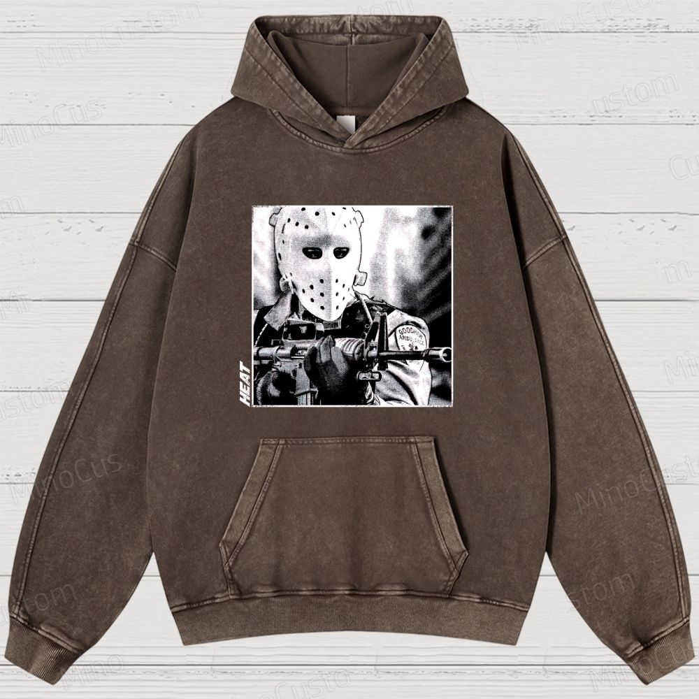 Heat Character Parody (Hockey Mask) Graphic Washed Vintage Hoodie