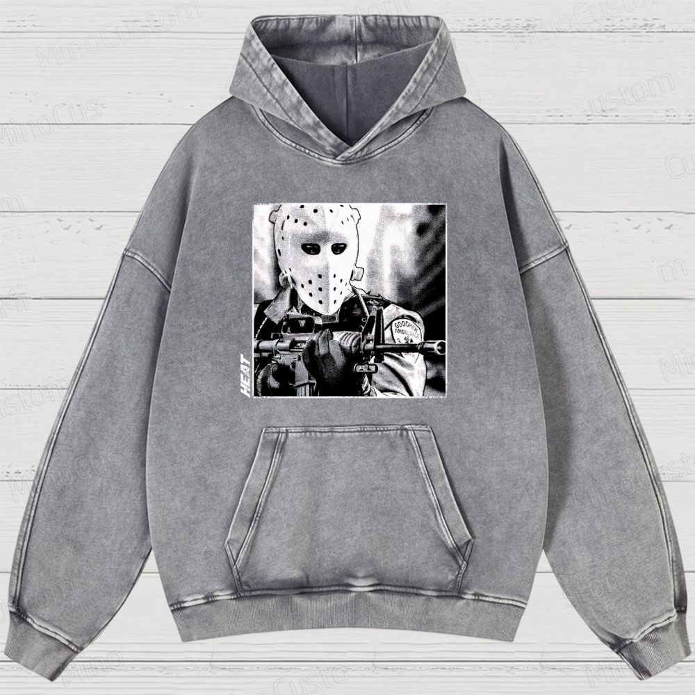 Heat Character Parody (Hockey Mask) Graphic Washed Vintage Hoodie