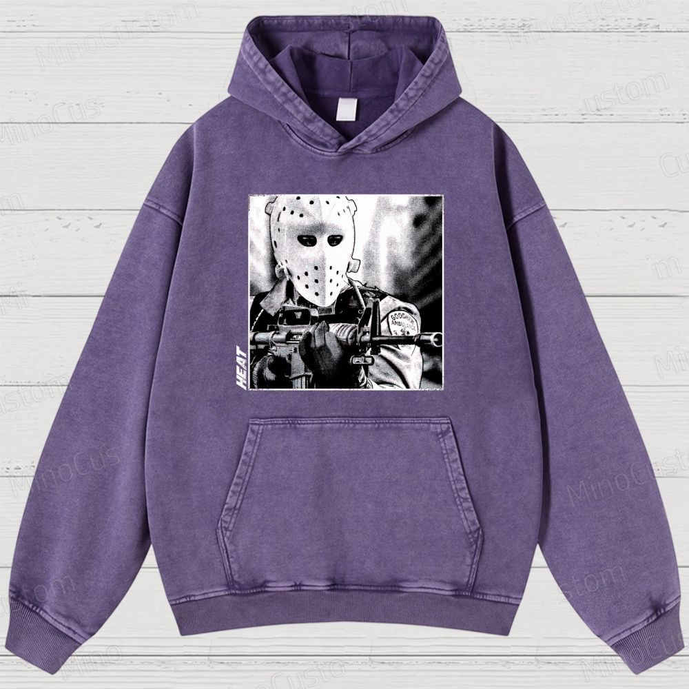 Heat Character Parody (Hockey Mask) Graphic Washed Vintage Hoodie