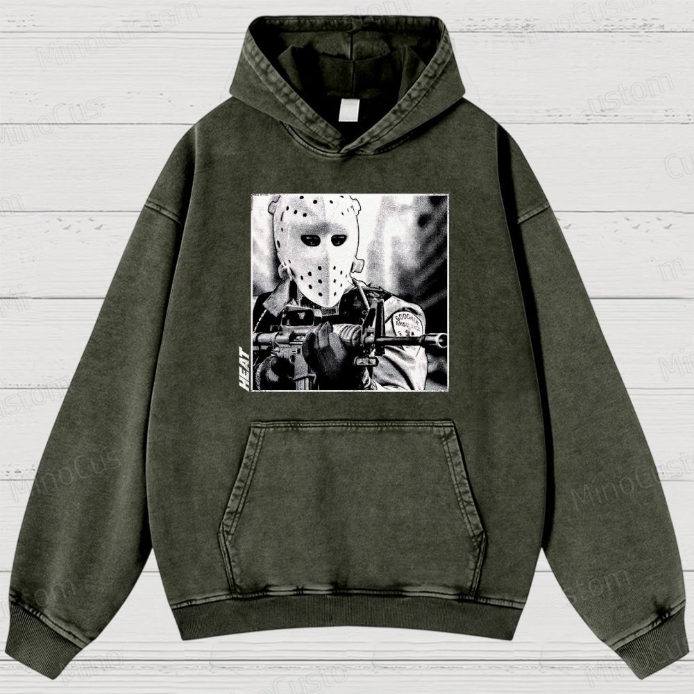Heat Character Parody (Hockey Mask) Graphic Washed Vintage Hoodie