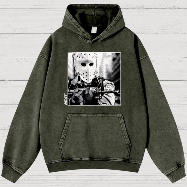 Heat Character Parody (Hockey Mask) Graphic Washed Vintage Hoodie