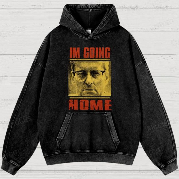 I'm Going Home (Associated with Michael Douglas Style) Quote and Character Graphic Washed Vintage Hoodie