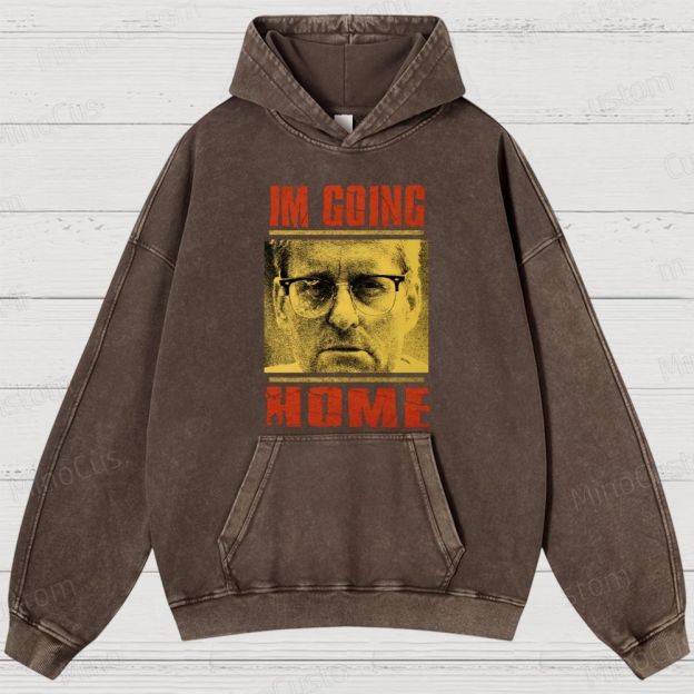 I'm Going Home (Associated with Michael Douglas Style) Quote and Character Graphic Washed Vintage Hoodie