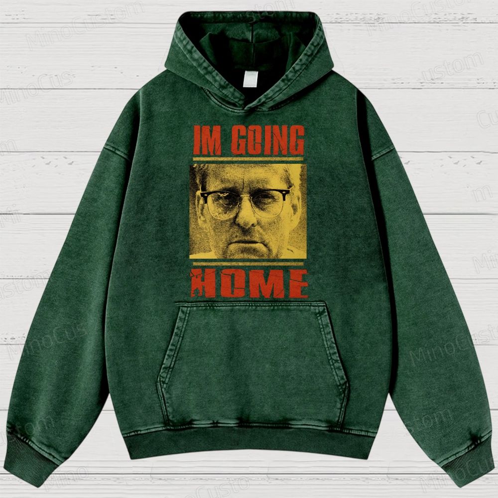 I'm Going Home (Associated with Michael Douglas Style) Quote and Character Graphic Washed Vintage Hoodie