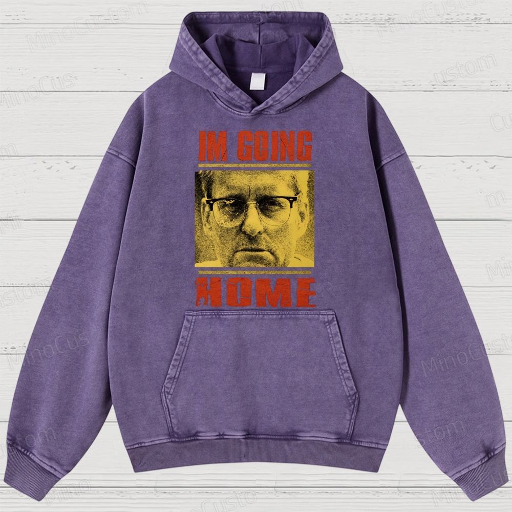 I'm Going Home (Associated with Michael Douglas Style) Quote and Character Graphic Washed Vintage Hoodie