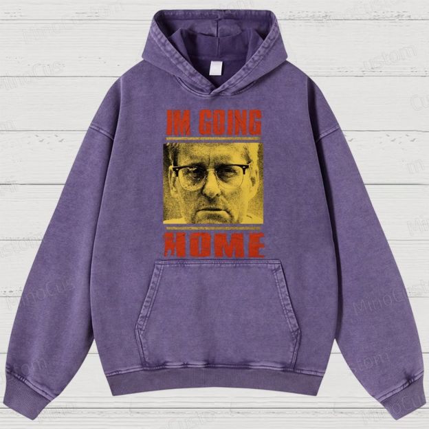 I'm Going Home (Associated with Michael Douglas Style) Quote and Character Graphic Washed Vintage Hoodie