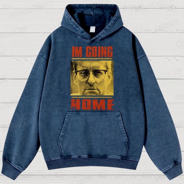I'm Going Home (Associated with Michael Douglas Style) Quote and Character Graphic Washed Vintage Hoodie