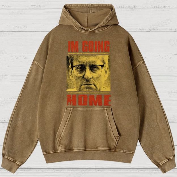 I'm Going Home (Associated with Michael Douglas Style) Quote and Character Graphic Washed Vintage Hoodie