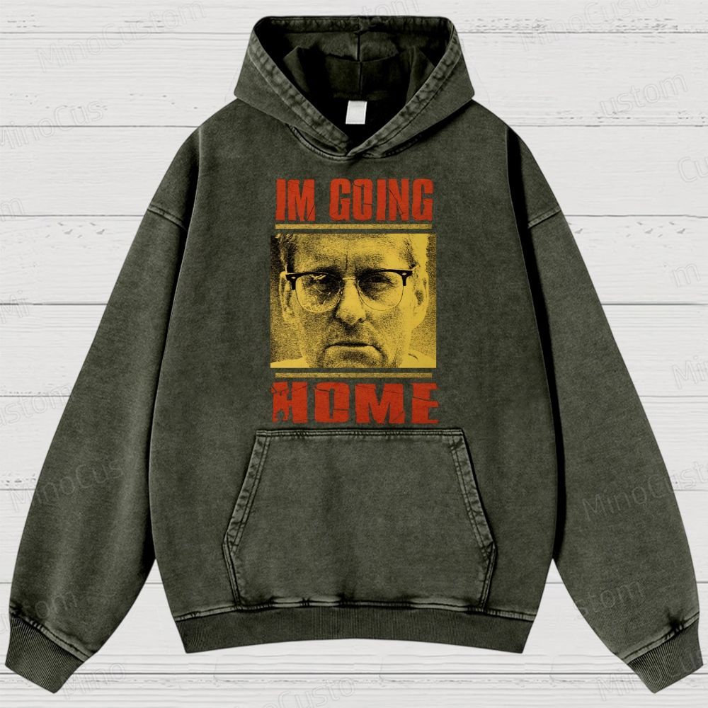 I'm Going Home (Associated with Michael Douglas Style) Quote and Character Graphic Washed Vintage Hoodie