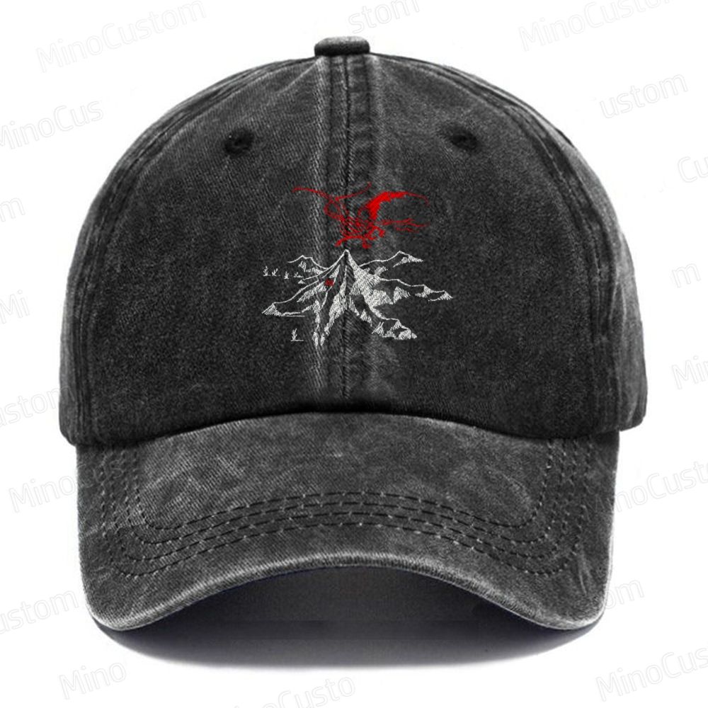  Lord of the Rings  Dragon & Mountain Embroidered Washed Cap