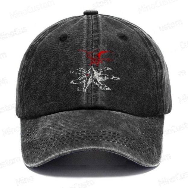  Lord of the Rings  Dragon & Mountain Embroidered Washed Cap