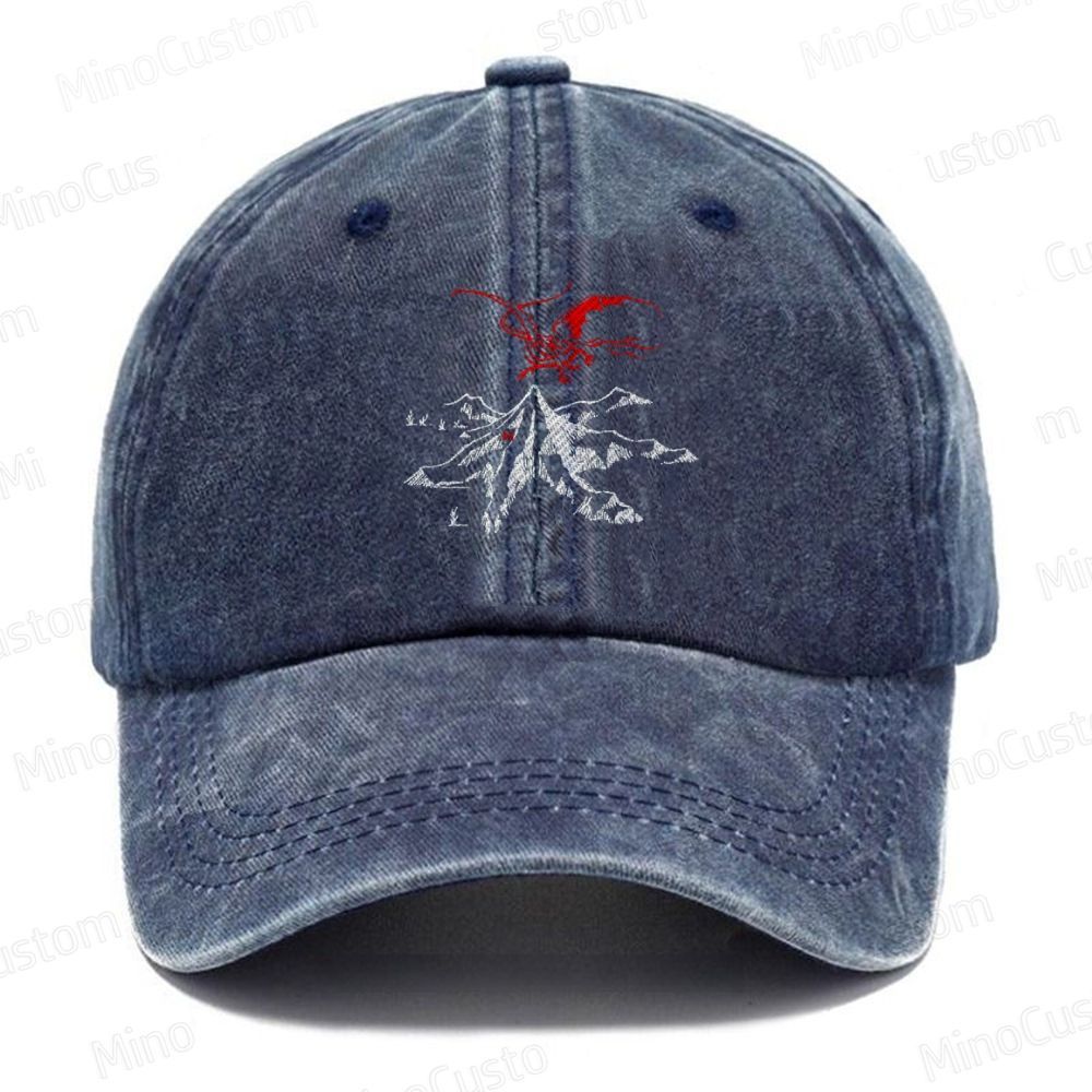  Lord of the Rings  Dragon & Mountain Embroidered Washed Cap