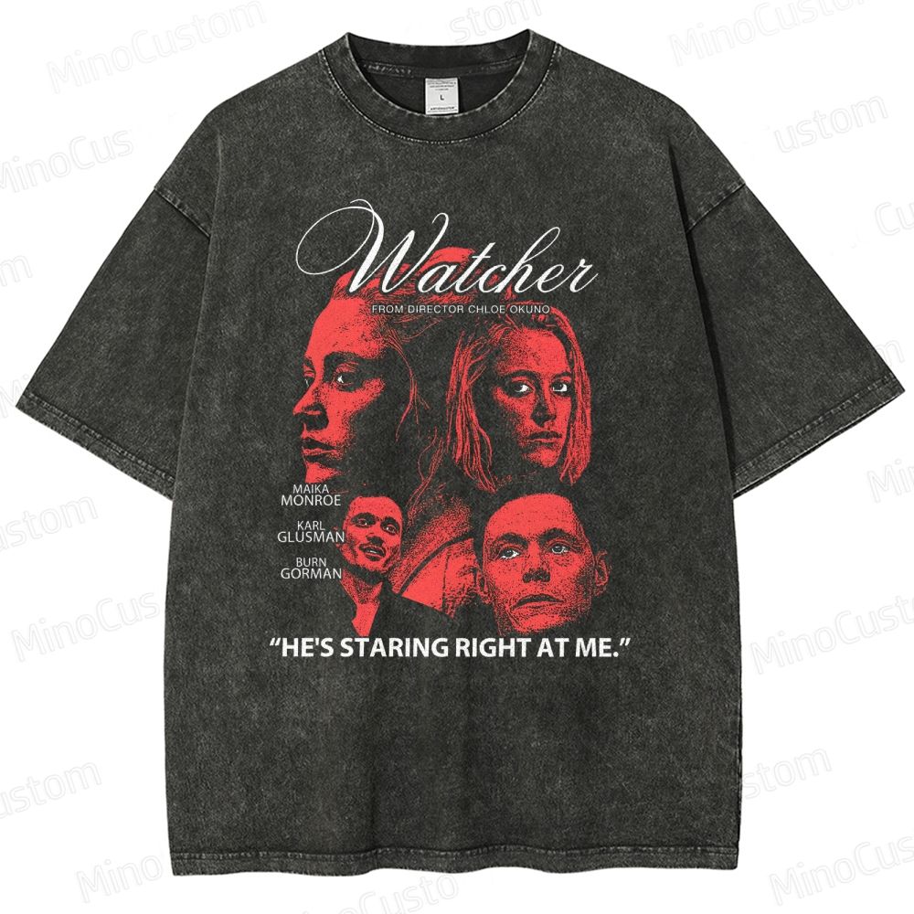 Watcher Character Collage and Quote Graphic Washed Vintage T - Shirt