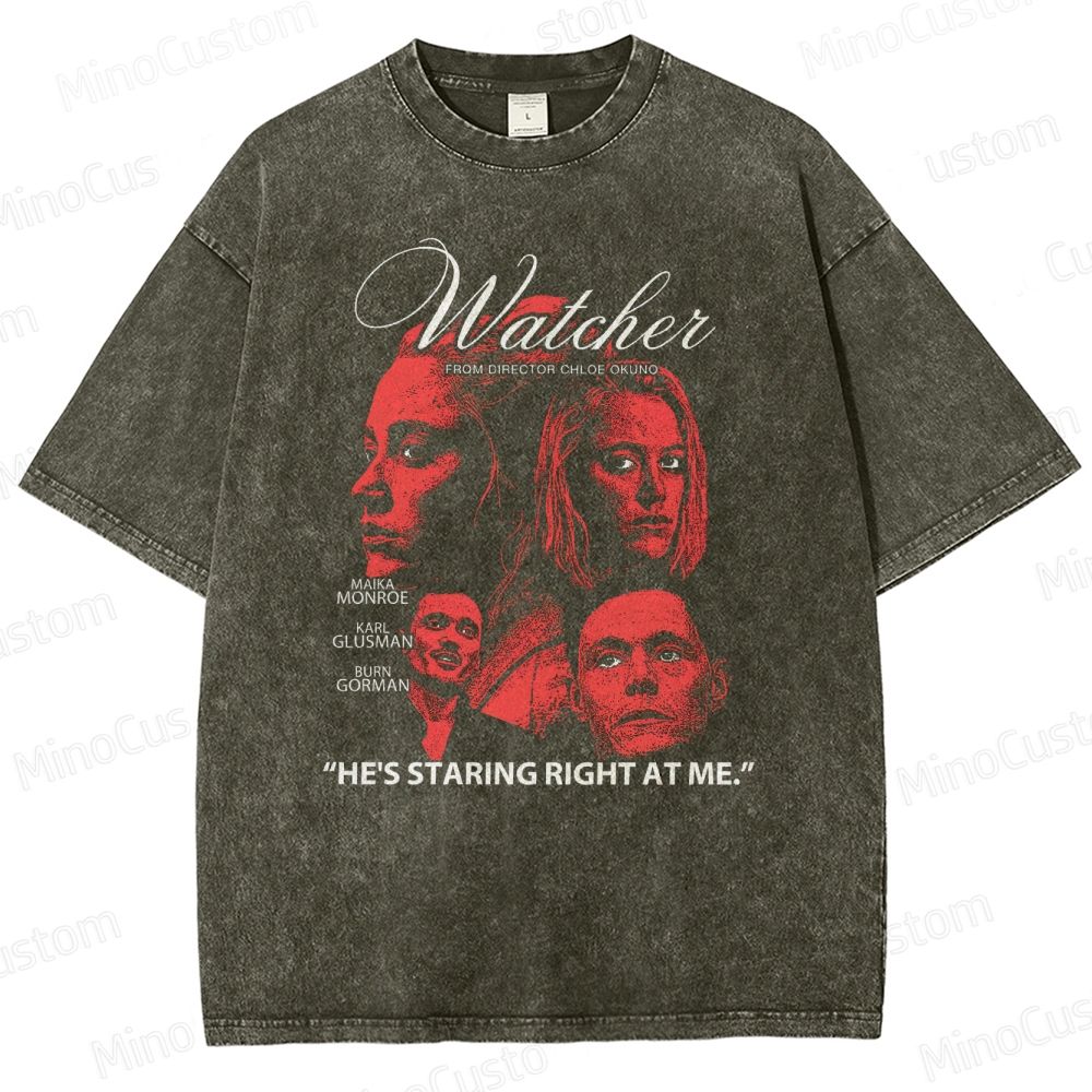 Watcher Character Collage and Quote Graphic Washed Vintage T - Shirt