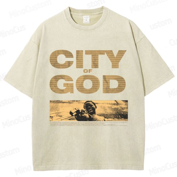 City of God Scene and Title Graphic Washed Vintage T - Shirt