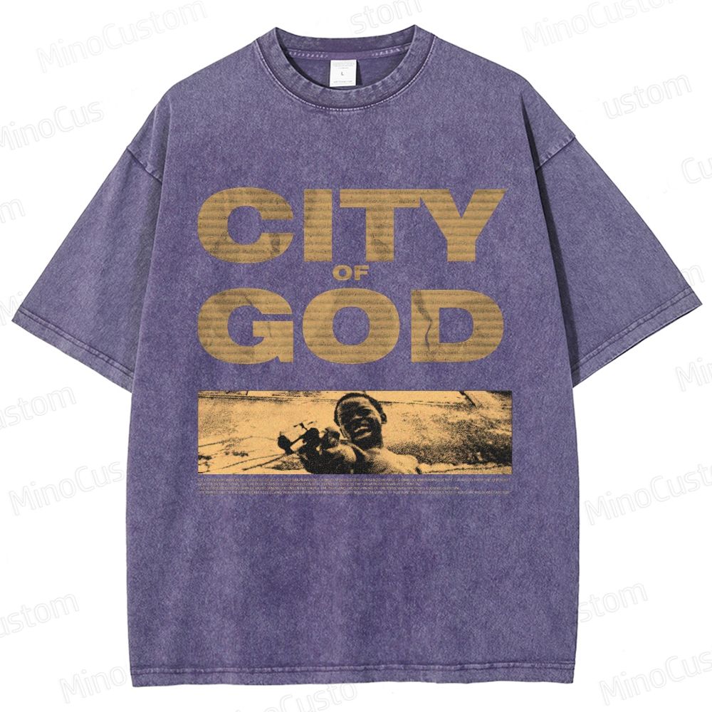 City of God Scene and Title Graphic Washed Vintage T - Shirt