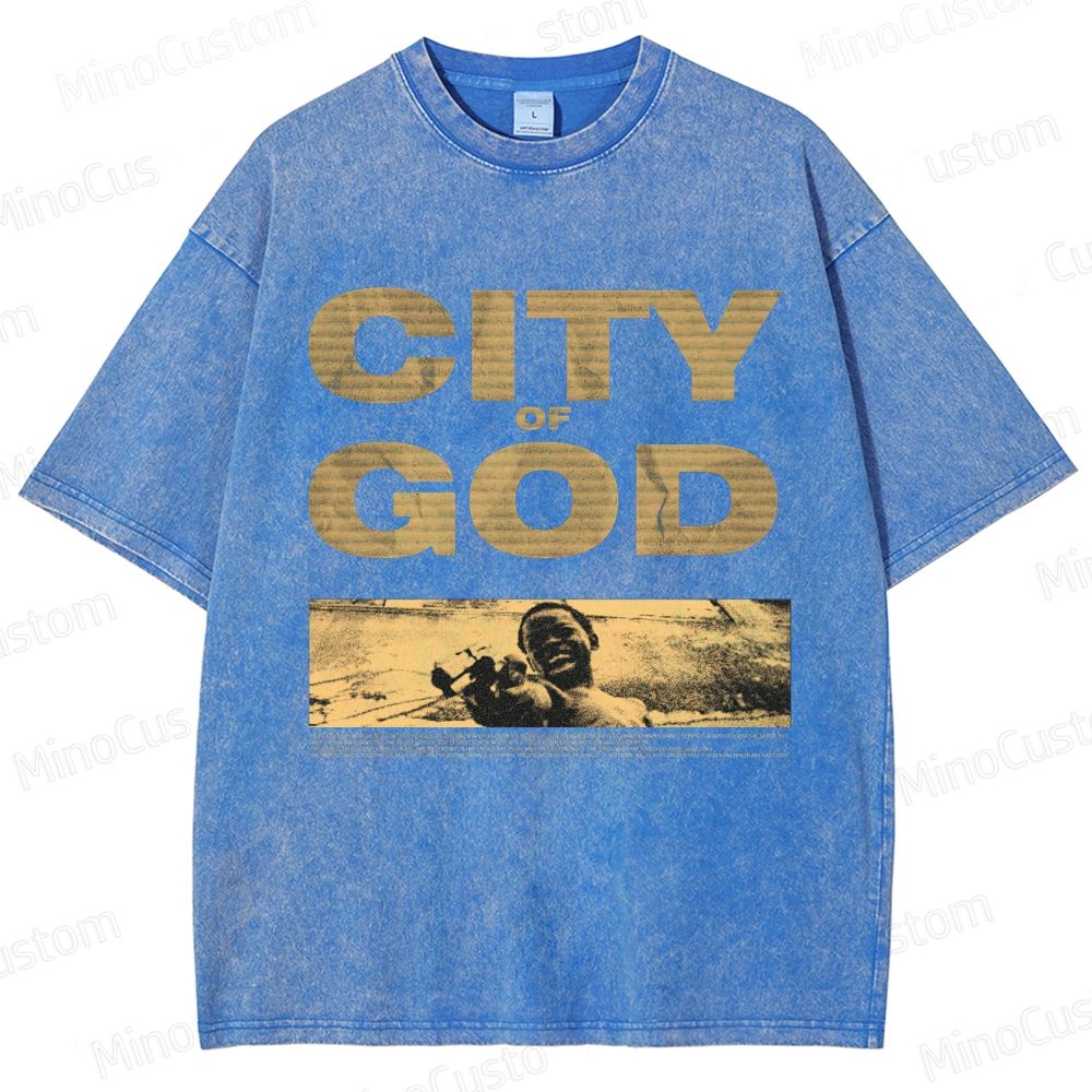 City of God Scene and Title Graphic Washed Vintage T - Shirt