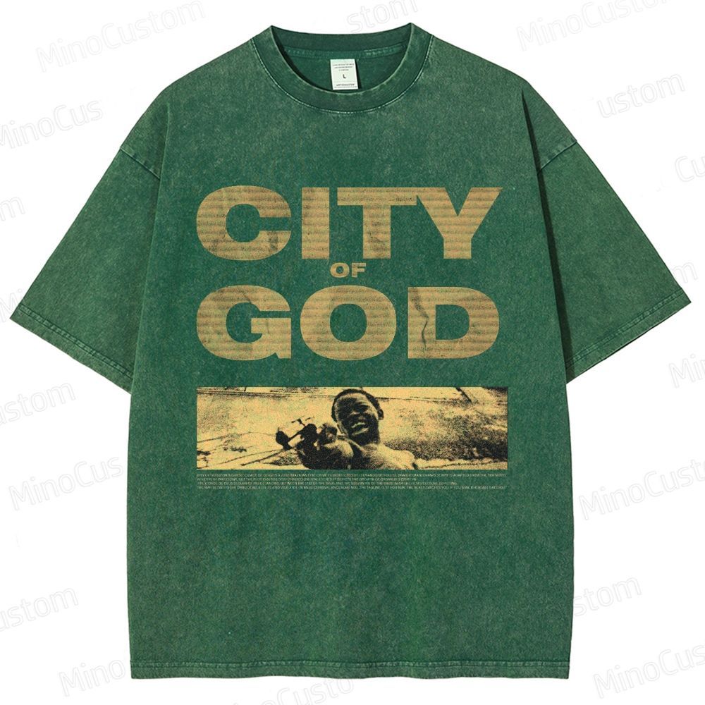 City of God Scene and Title Graphic Washed Vintage T - Shirt