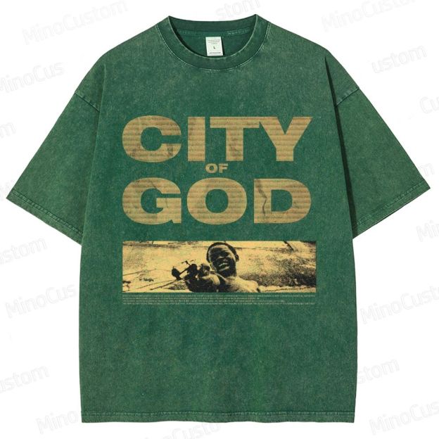 City of God Scene and Title Graphic Washed Vintage T - Shirt