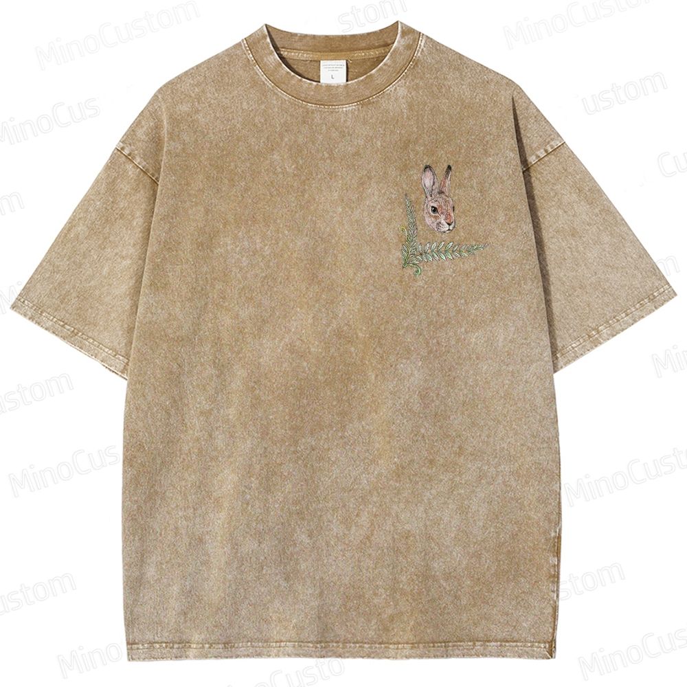 Watership Down Rabbit & Quote Graphic Washed Vintage T - Shirt