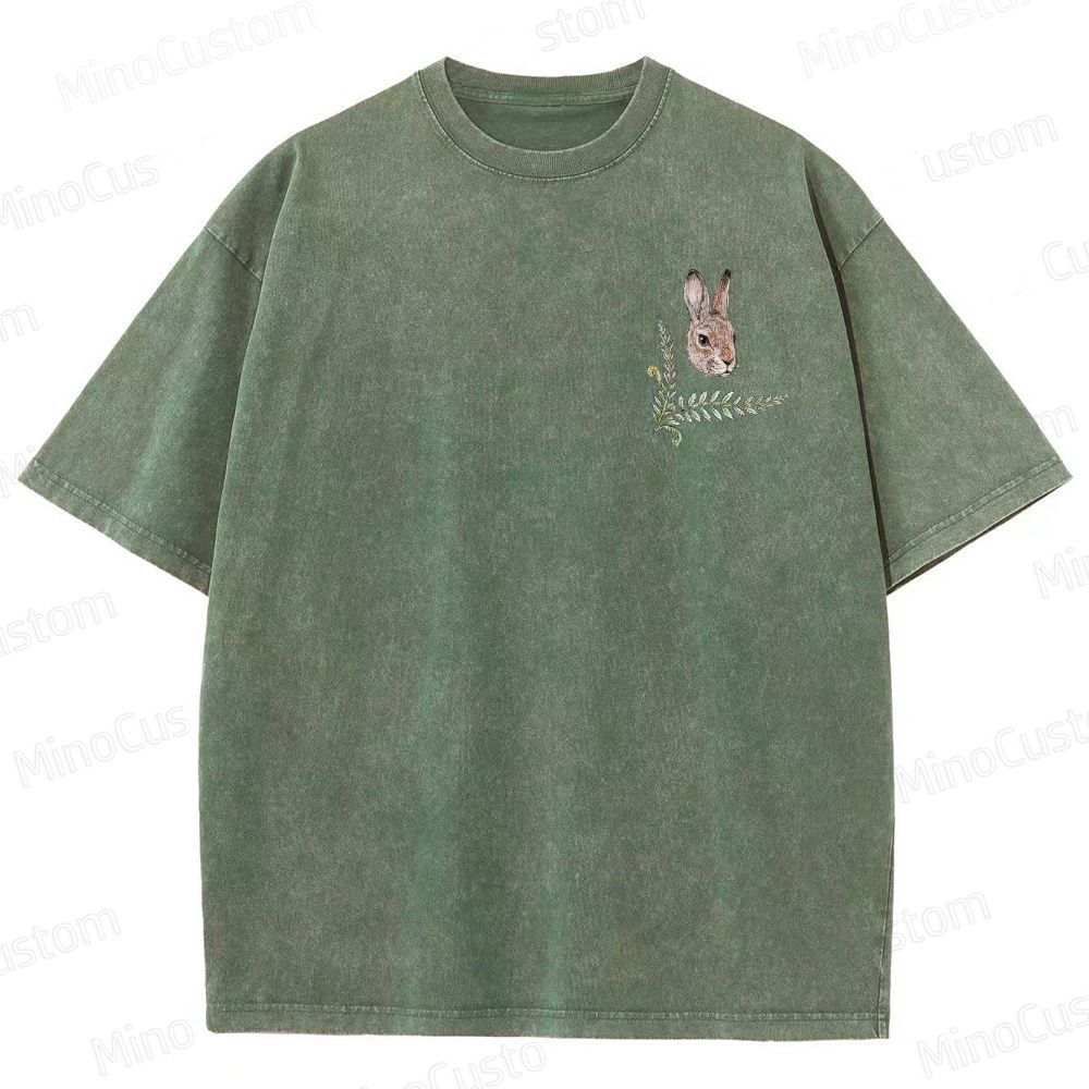 Watership Down Rabbit & Quote Graphic Washed Vintage T - Shirt