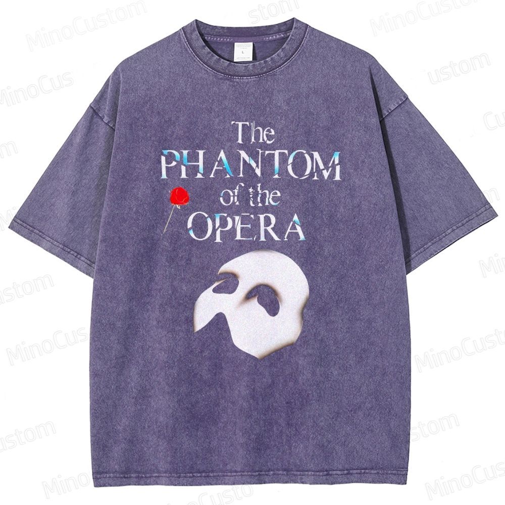 The Phantom of the Opera Mask and Title Graphic Washed Vintage T - Shirt