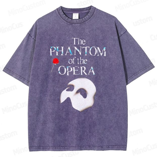 The Phantom of the Opera Mask and Title Graphic Washed Vintage T - Shirt