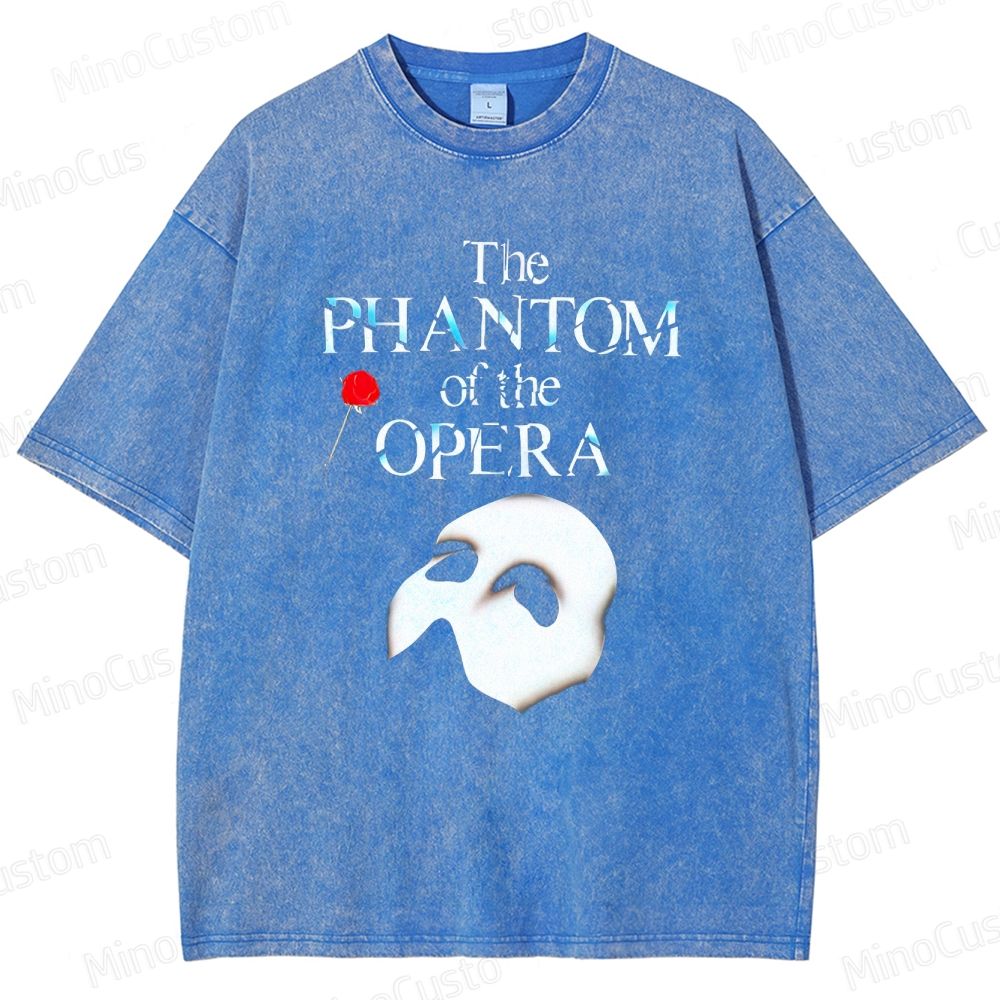 The Phantom of the Opera Mask and Title Graphic Washed Vintage T - Shirt