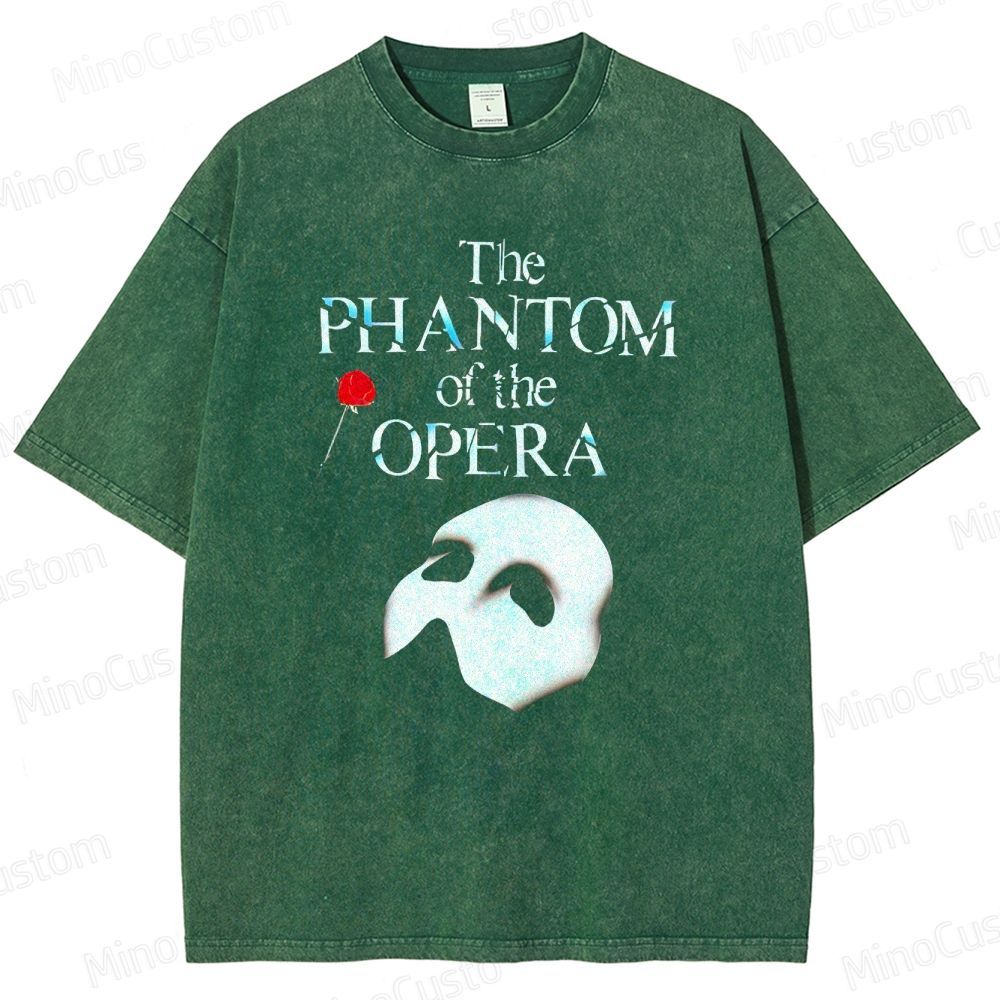 The Phantom of the Opera Mask and Title Graphic Washed Vintage T - Shirt