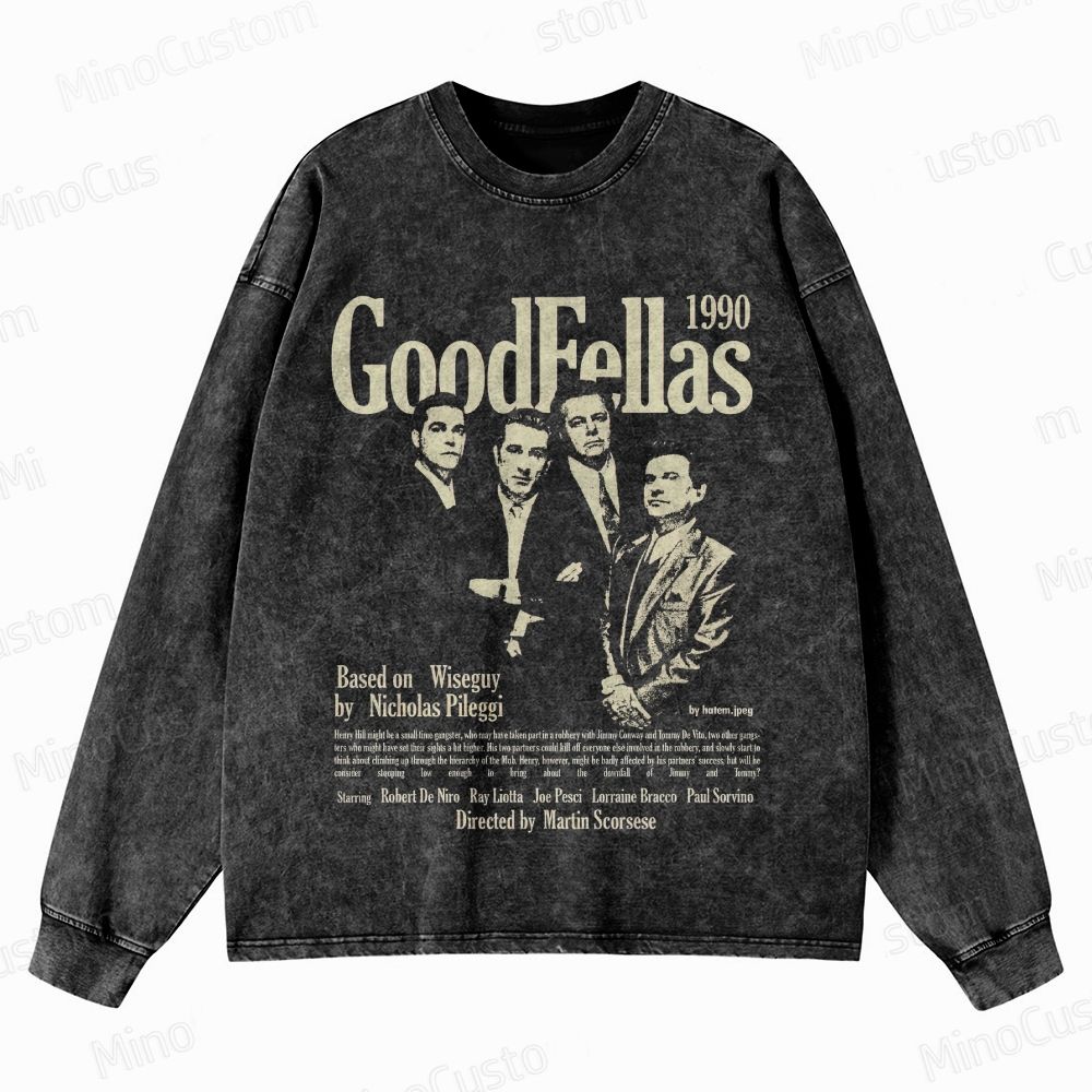 Goodfellas Cast Collage & Title Graphic Washed Vintage Sweatshirt
