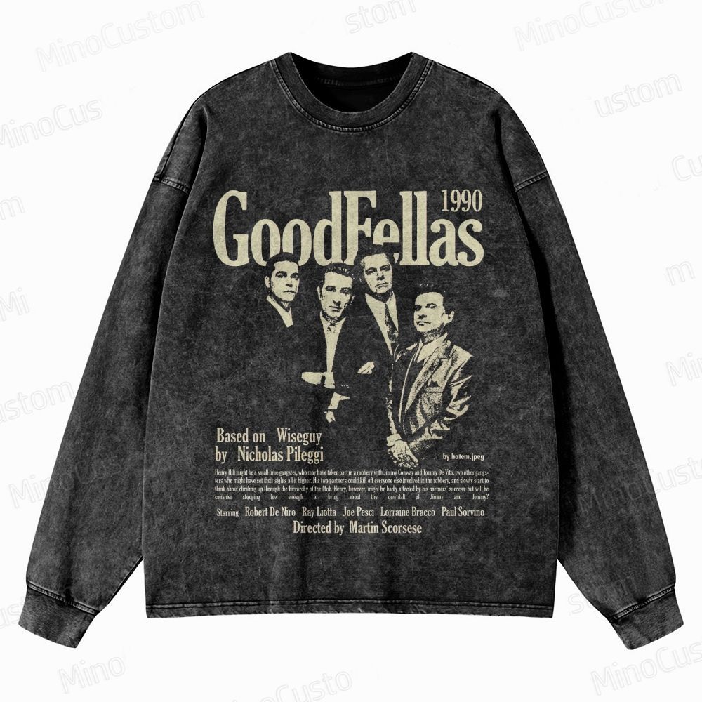 Goodfellas Cast Collage & Title Graphic Washed Vintage Sweatshirt
