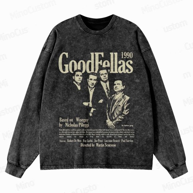 Goodfellas Cast Collage & Title Graphic Washed Vintage Sweatshirt
