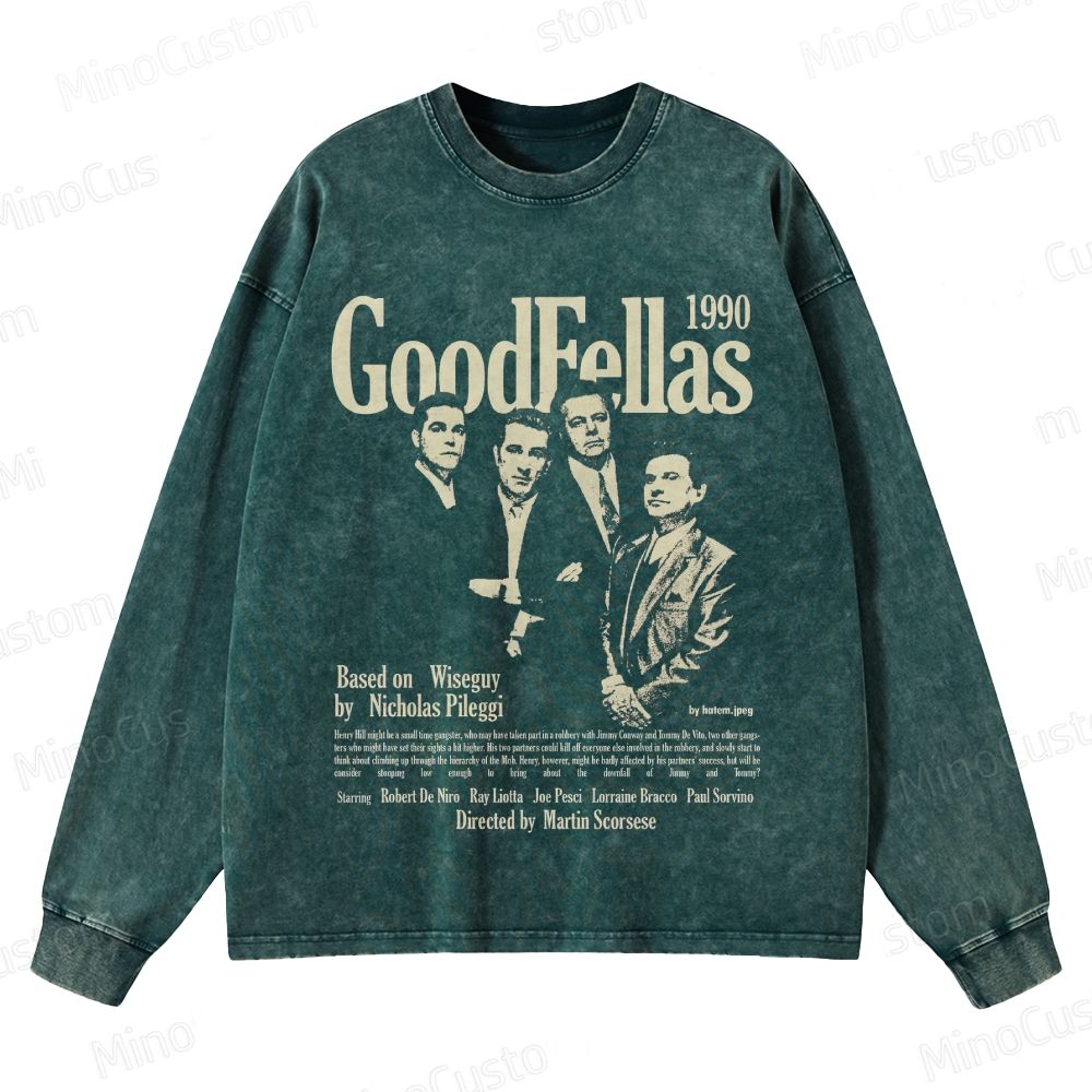 Goodfellas Cast Collage & Title Graphic Washed Vintage Sweatshirt