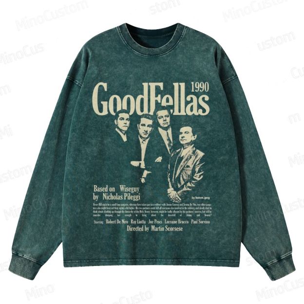 Goodfellas Cast Collage & Title Graphic Washed Vintage Sweatshirt