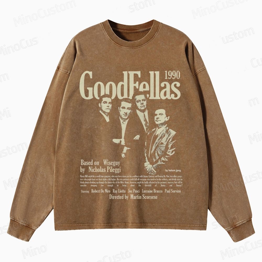 Goodfellas Cast Collage & Title Graphic Washed Vintage Sweatshirt